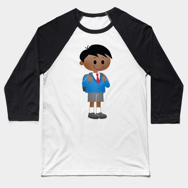 Handsome Schoolboy in A Cool Blue Uniform Baseball T-Shirt by CoolFactorMerch